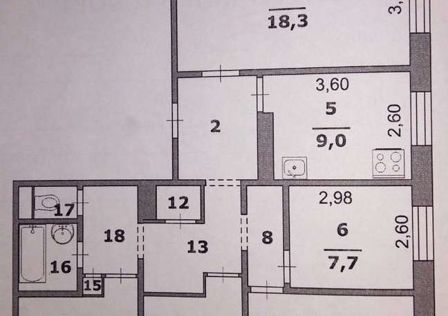 Продаётся 5-комнатная квартира, 89 м²